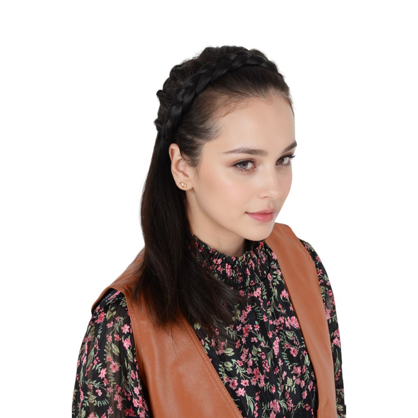 Adjustable Handmade Braided Wig Headband with Fishbone Braid for Women