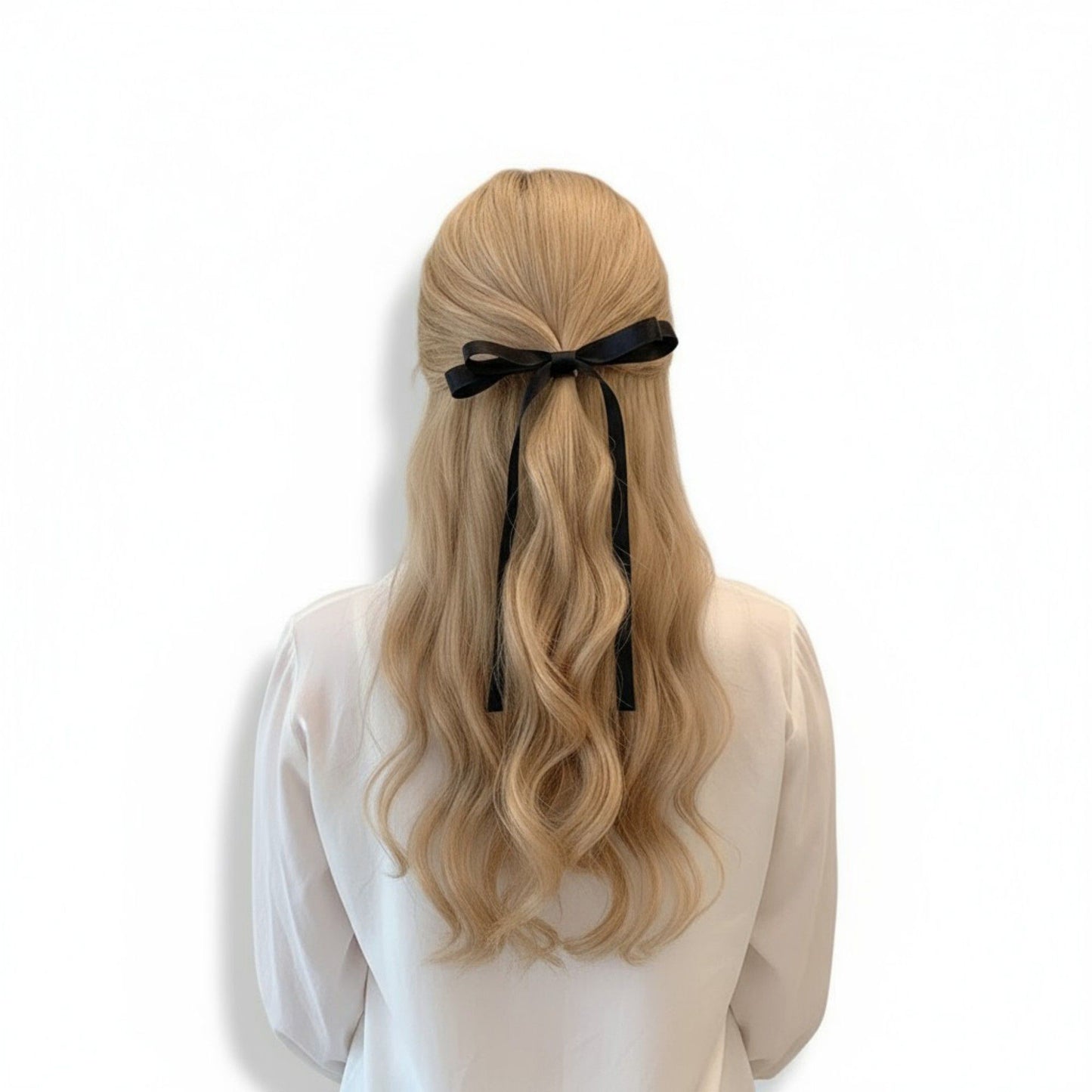 Long Ribbon Bow Hair Clip with Sleek Streamer Tails and Elegant Minimalist Design