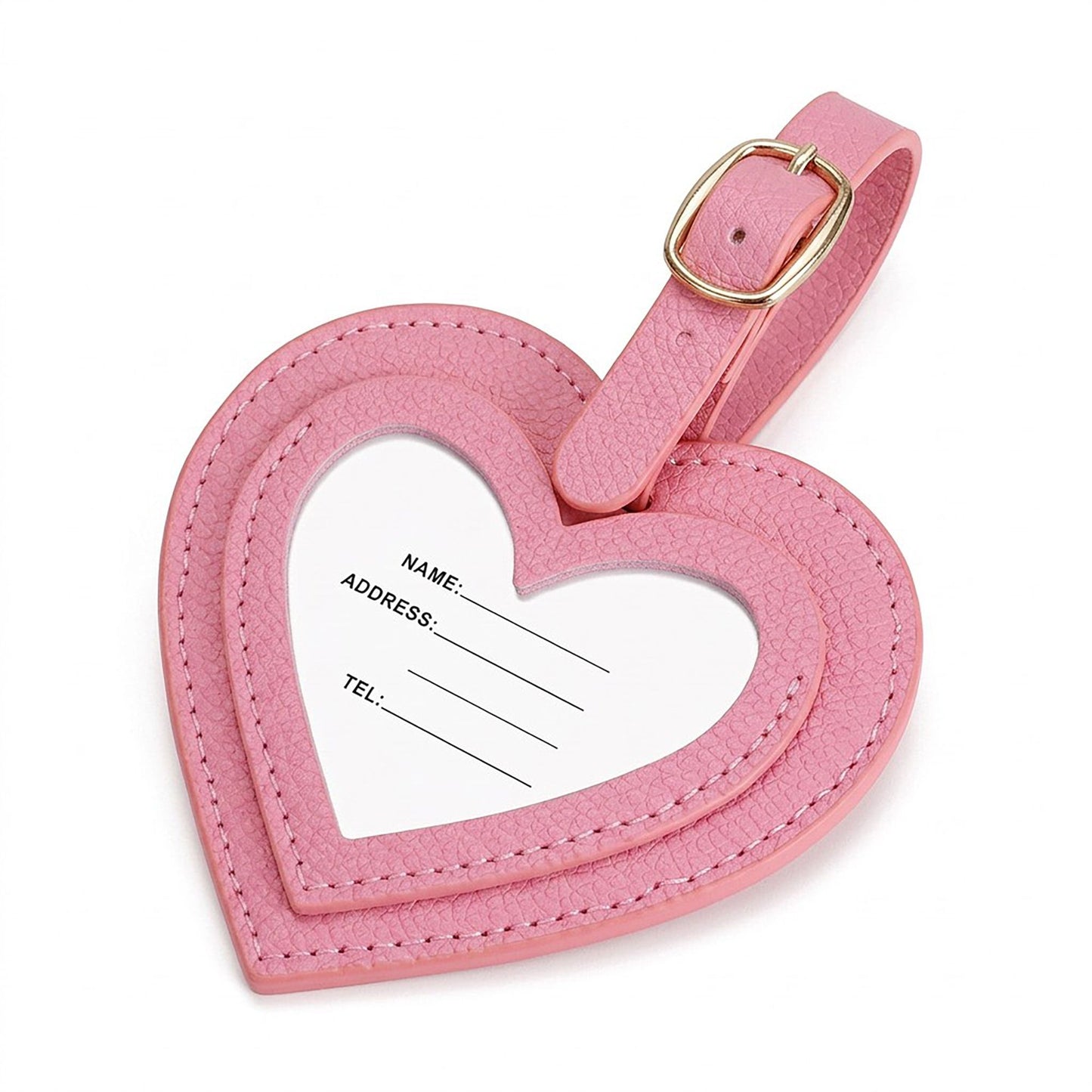 2 Pack Heart Shaped Luggage Tags with Buckle Straps