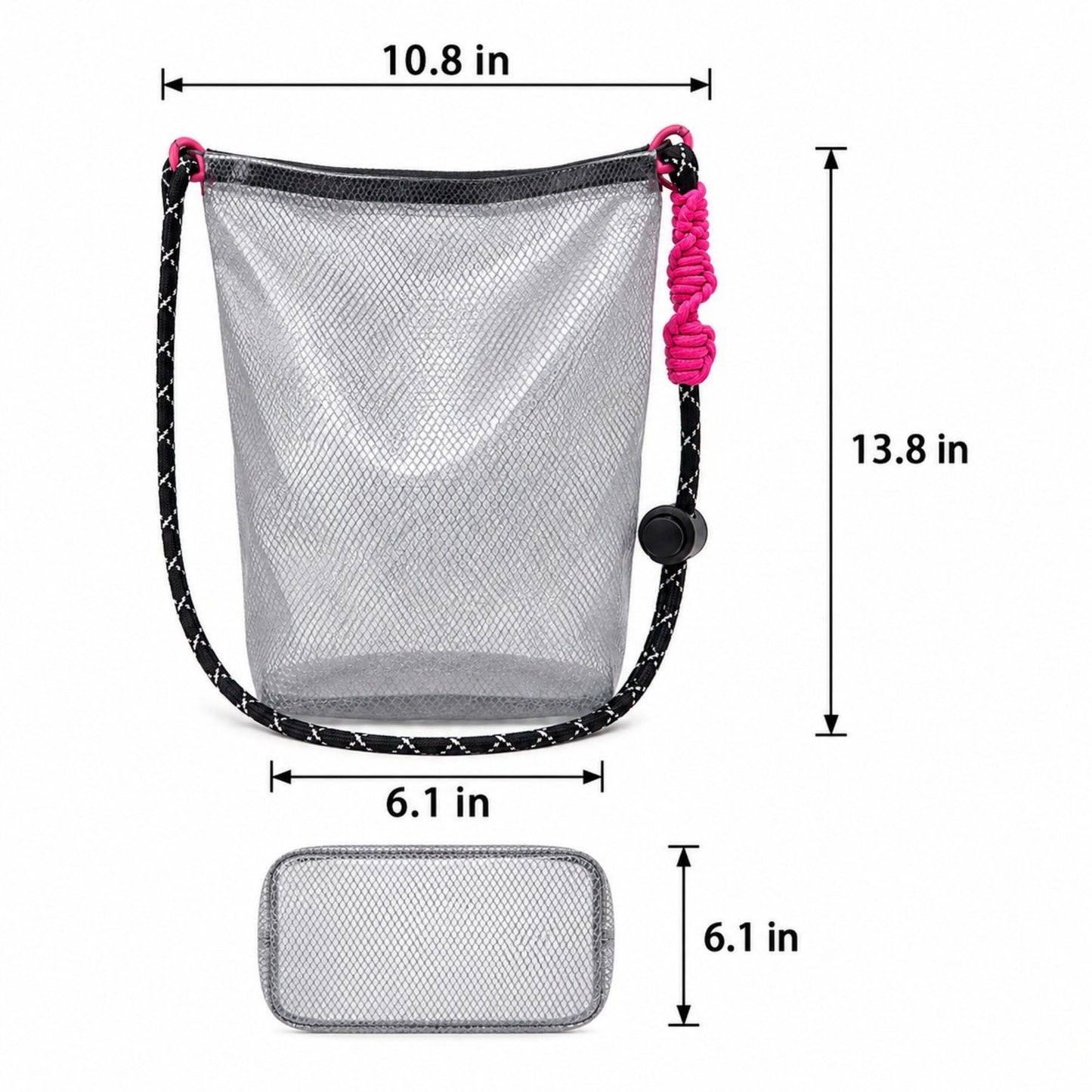 Mesh Wet Dry Crossbody Beach Bag with Adjustable Strap