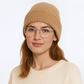 Ribbed Wool Knit Beanie Hat with Folded Cuff