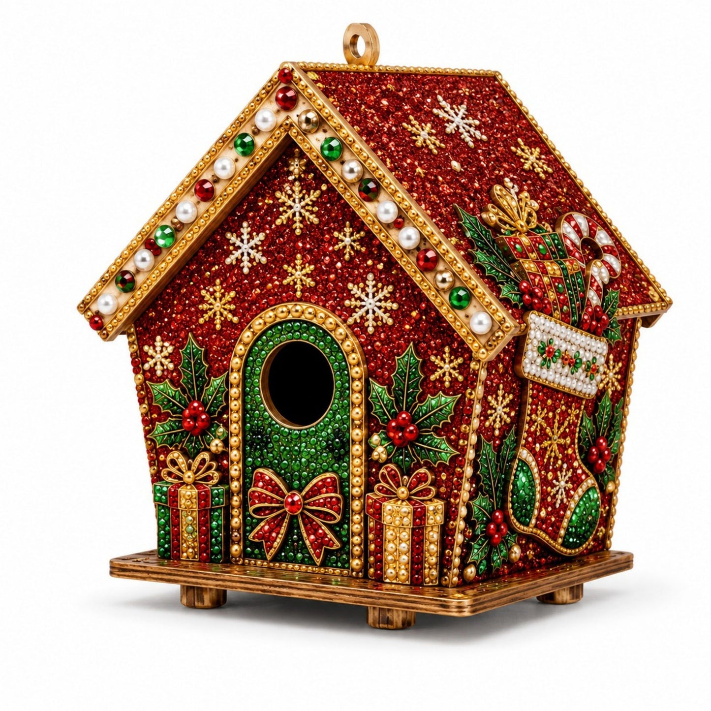 DIY Pearl Art Christmas Birdhouse Craft Kit with 3D Holiday Design