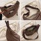 Leopard Faux Suede Hobo Crossbody Bag with Adjustable Strap and Zip Closure