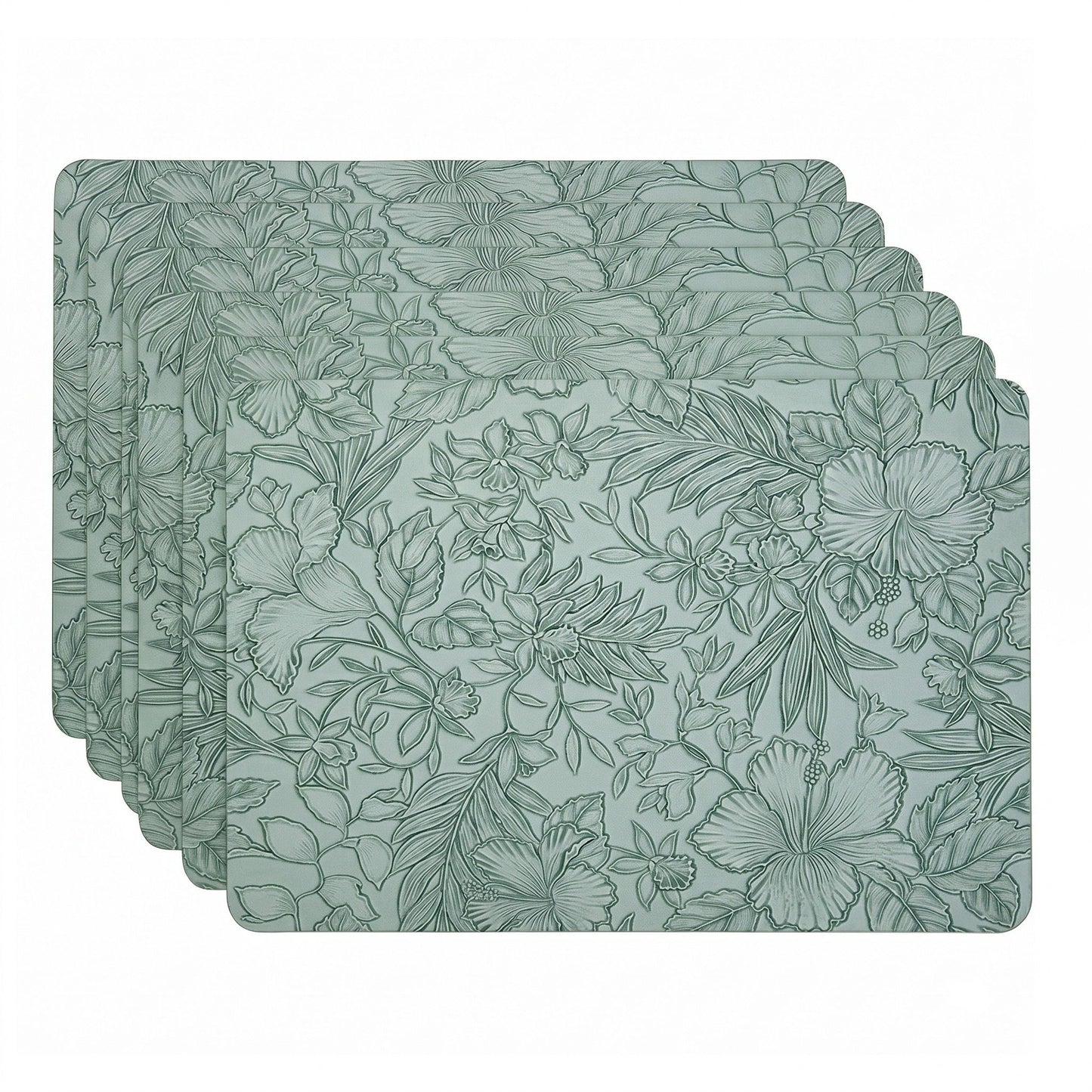 6 Piece Floral PVC Placemat Set Heat Resistant Wipe Clean Table Mats for Dining Table