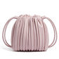 Pleated Crossbody Bucket Bag with Long Shoulder Strap and Gathered Top 7.5x8.5x3.5in