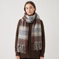 Oversized Plaid Scarf with Fringe Soft Brushed Winter Wrap