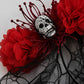 Halloween Floral Skull Headband with Spiderweb Lace Veil