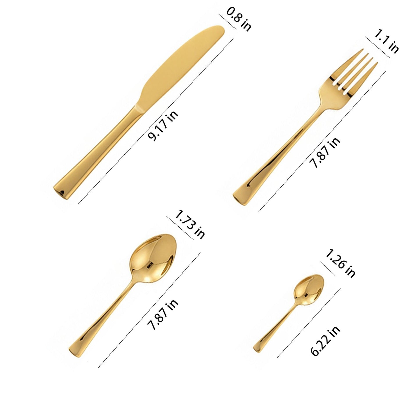 24 Piece Flatware Set Gold Tone Stainless Steel Cutlery Set Service for 6 Mirror Finish Utensil Set with Gift Storage Box