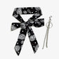 Paisley Print Scarf Belt with Large Bow Tie Front and Metal Chain Accent 78.5in