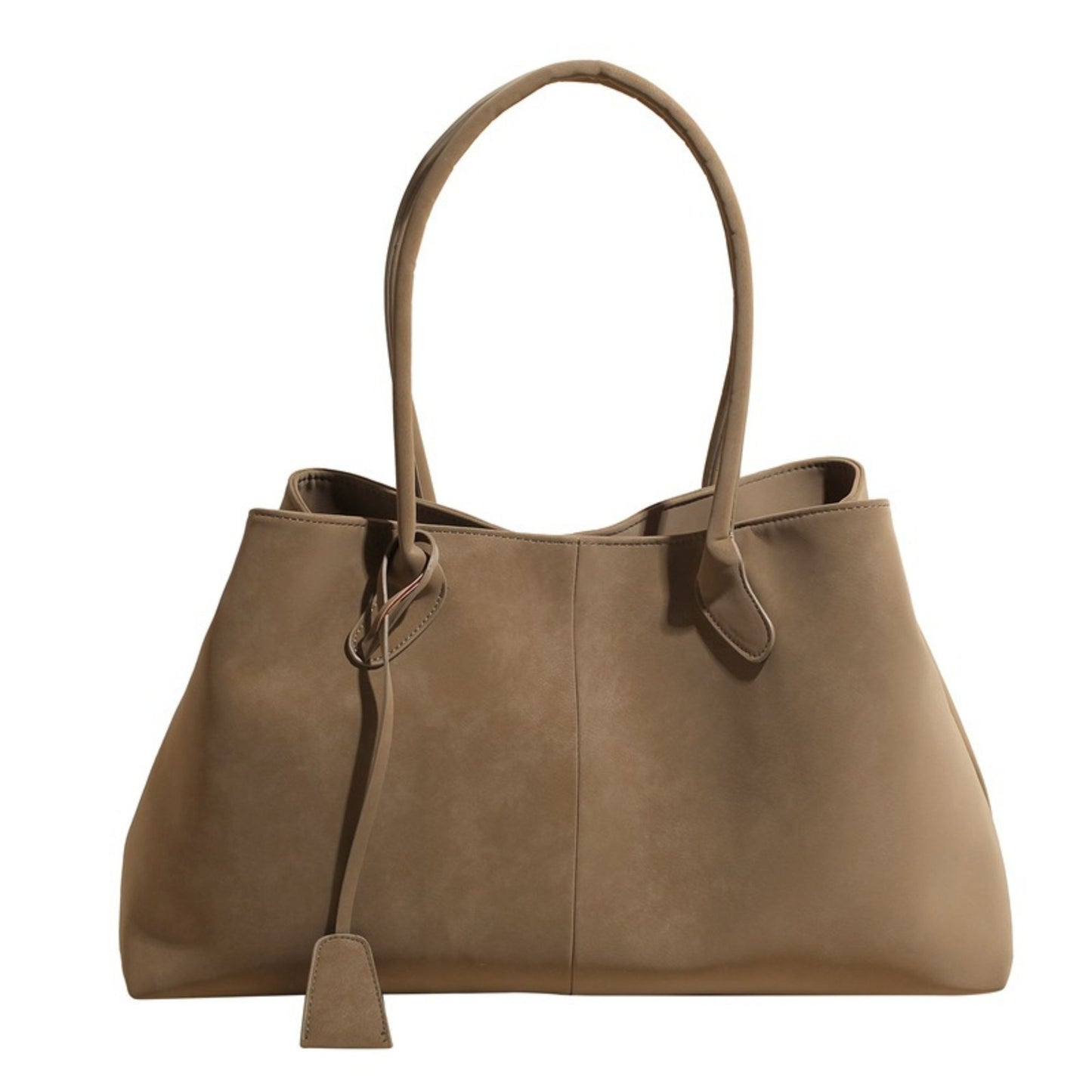 Faux Suede Shoulder Tote Bag Large Capacity Handbag with Magnetic Closure
