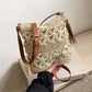 Women's Bohemian Crochet Shoulder Bag with Leather Straps