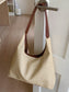 Canvas Shoulder Bag with Magnetic Closure and Fixed Strap