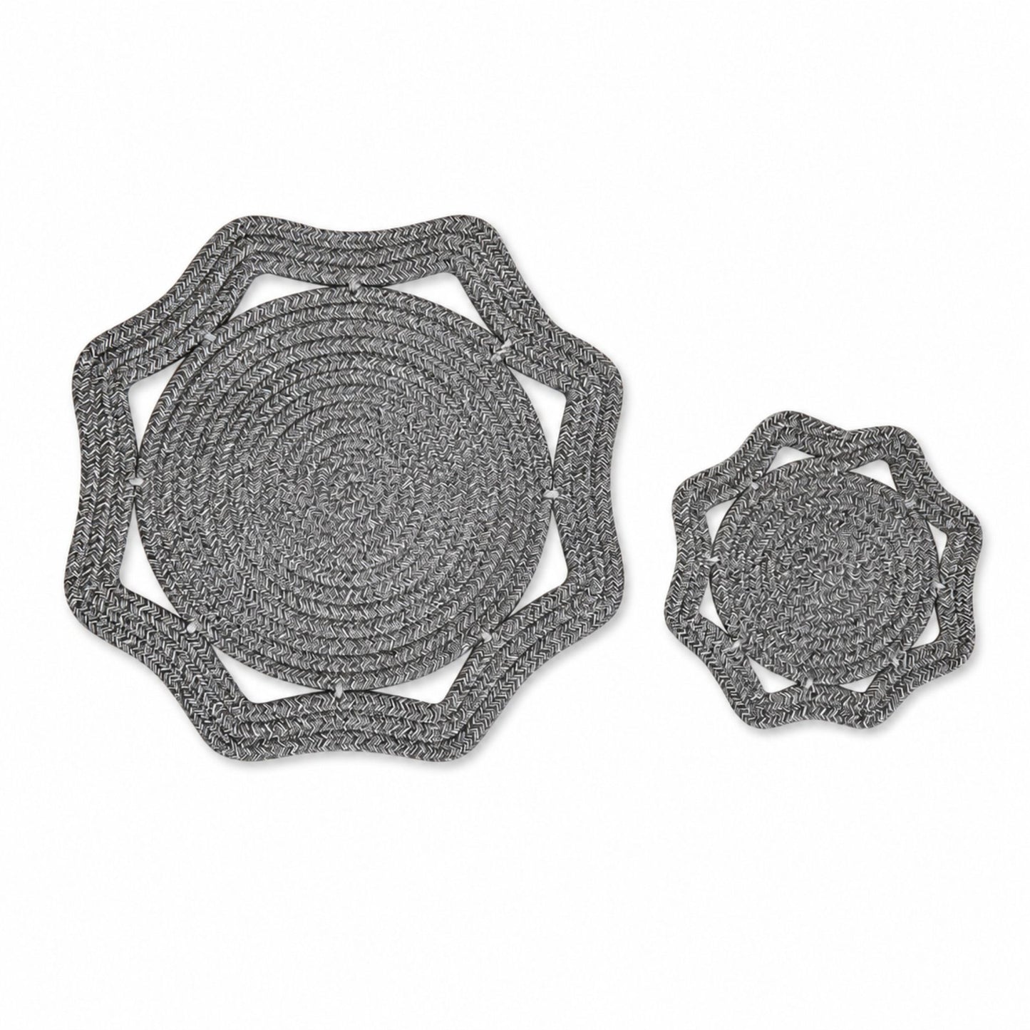 Woven Cotton Cord Octagonal Placemat and Coaster 2-Piece Set