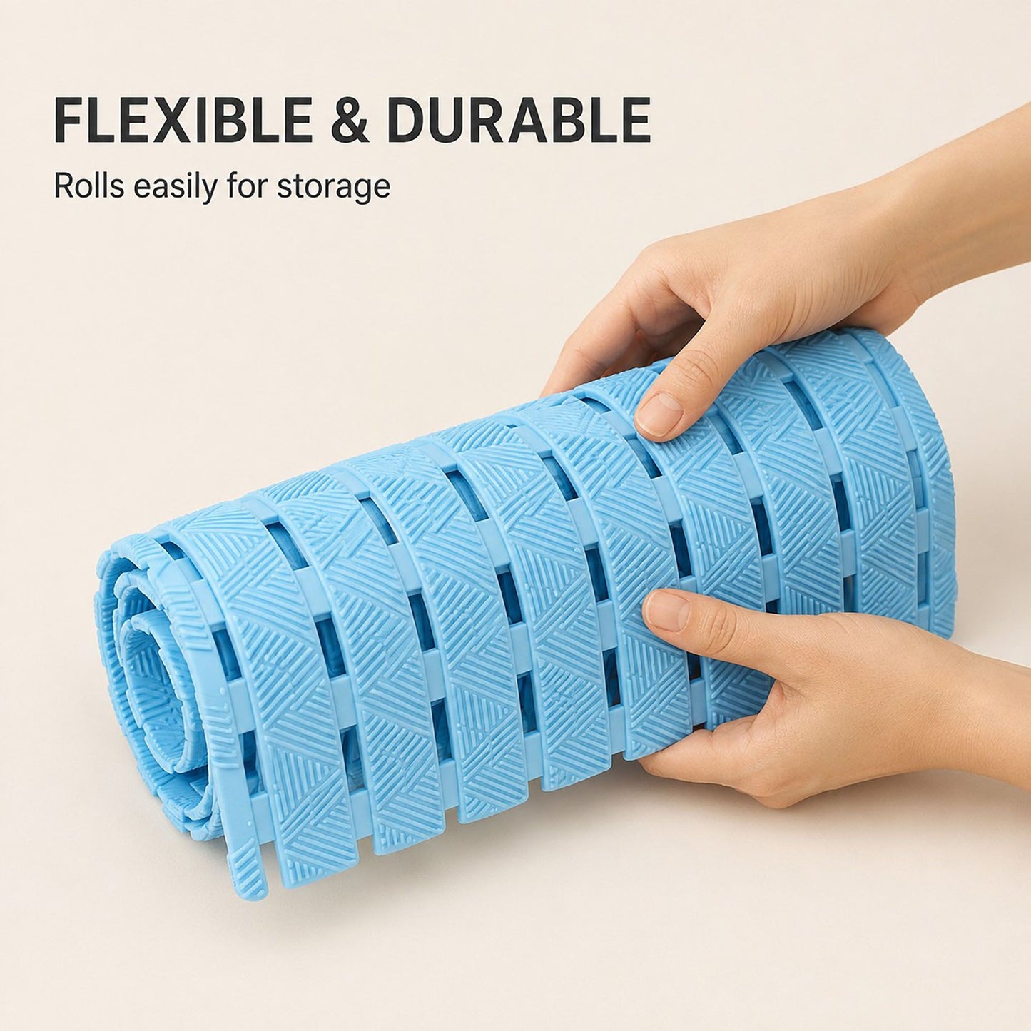 Slatted Nonslip Shower Mat Quick Drain Bath Mat 15.7 x 27.6 Inches