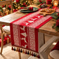 Christmas Patchwork Table Runner with Tassels for Holiday Dining Table Decor