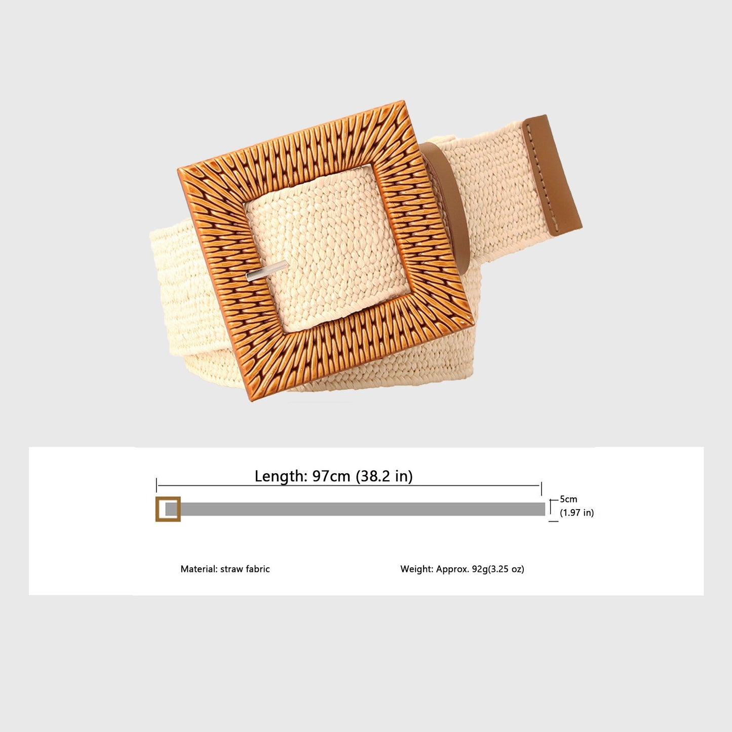 Stylish Straw Belt with Woven Buckle