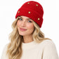 Star Stud Ribbed Knit Beanie Cuffed Winter Hat