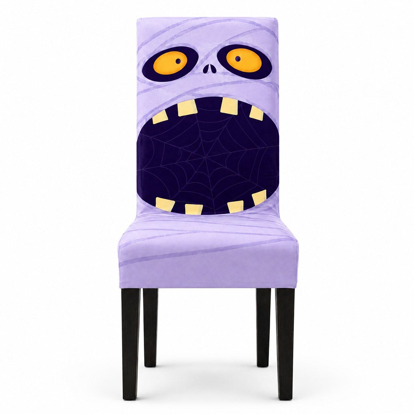 Halloween Stretch Dining Chair Cover with Pumpkin and Mummy Print