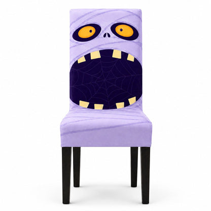 Halloween Stretch Dining Chair Cover with Pumpkin and Mummy Print