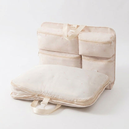 Travel Underwear Organizer Bag with Foldable Compartments and Zipper Pockets