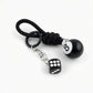 Eight Ball Dice Keychain with Rope Loop Charm Beaded Key Ring Accessory