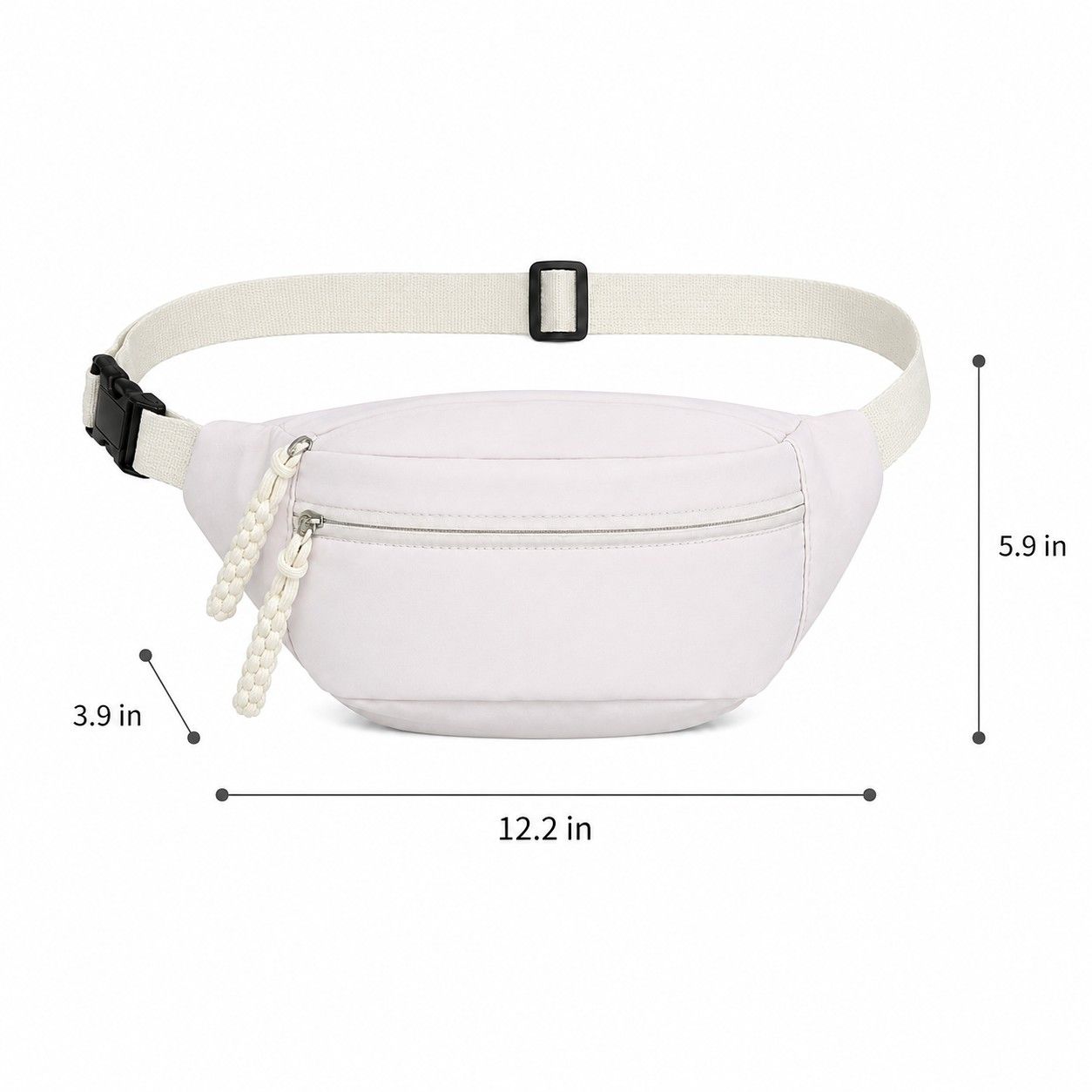 Crossbody Sling Bag with Adjustable Strap Zip Closure and Braided Pull