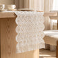 Ivory Floral Embroidered Table Runner with Fringe 13x47.2in
