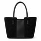Faux Suede Tote Bag with Double Shoulder Handles Zip Closure and Interior Pockets