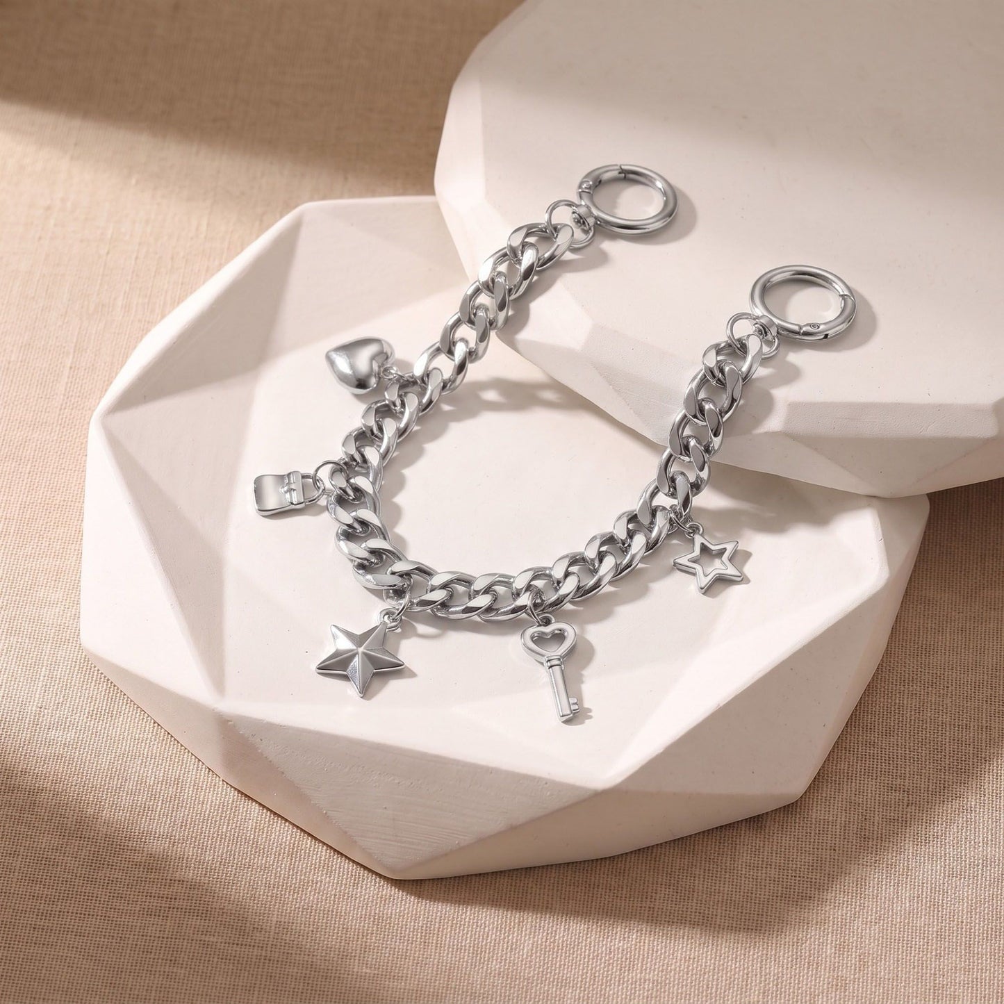 Decorative Chain Bag Strap with Charms and Ring Clasps