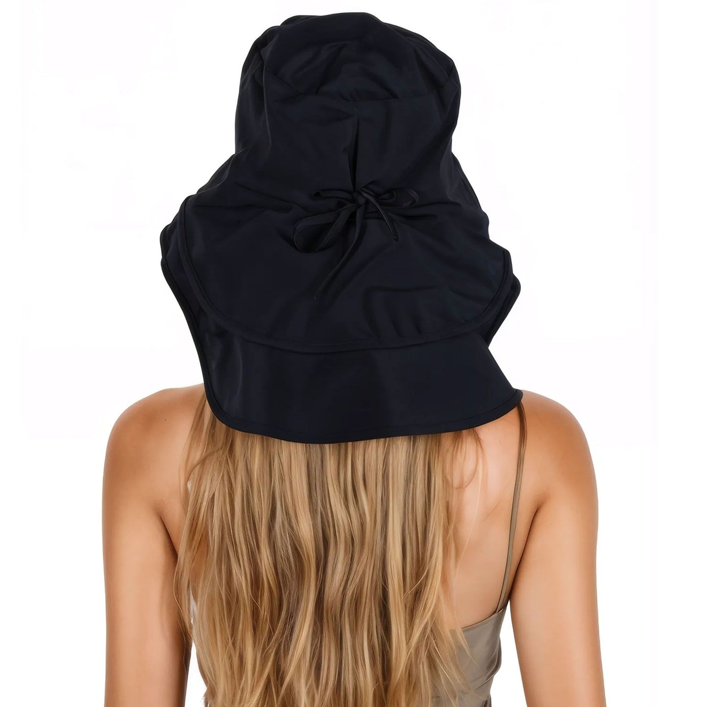 Sun Hat Wide Brim Bucket Hats with Neck Flap & Ponytail Hole