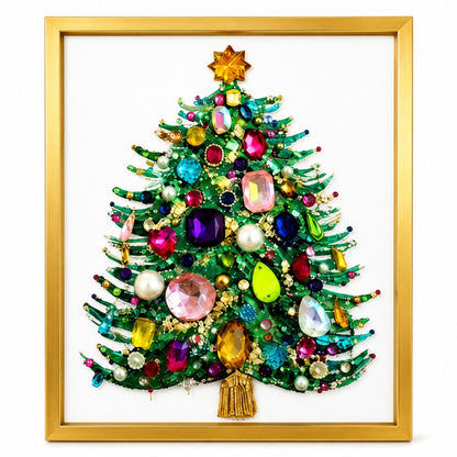 DIY Jeweled Christmas Tree Art Kit with Frame and Craft Supplies
