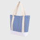 Striped Canvas Tote Bag - Large Capacity Beach and Shopping Shoulder Bag