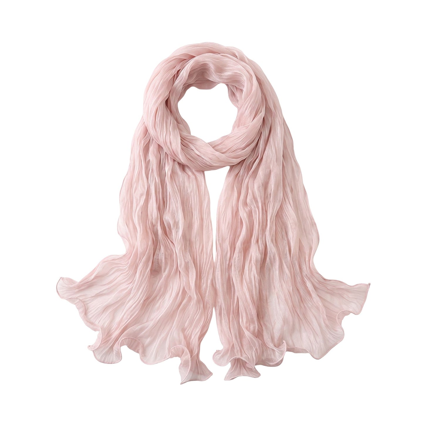 Lightweight Pleated Fashion Scarf Elegant Solid Color Long Wrap Shawl 70.5¡Á31.5 Inches