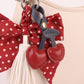 Cherry Bag Charm with Polka Dot Bow Tassel and Key Ring