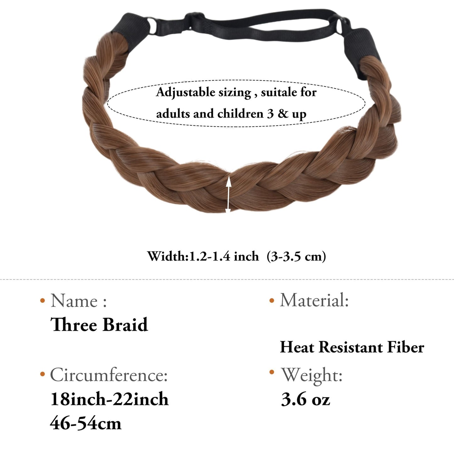 Adjustable Handmade Braided Wig Headband with Fishbone Braid for Women