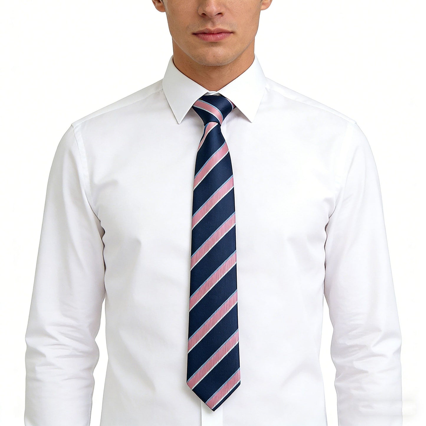 Men's Polyester Filament Tie with Multi-Tone Stripes - Formal Necktie for Business, Weddings & Daily Wear