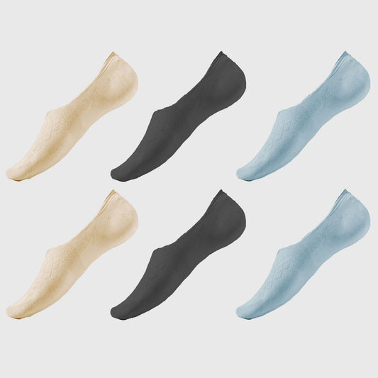 Solid No Show Socks Non Slip Cotton 6Pk