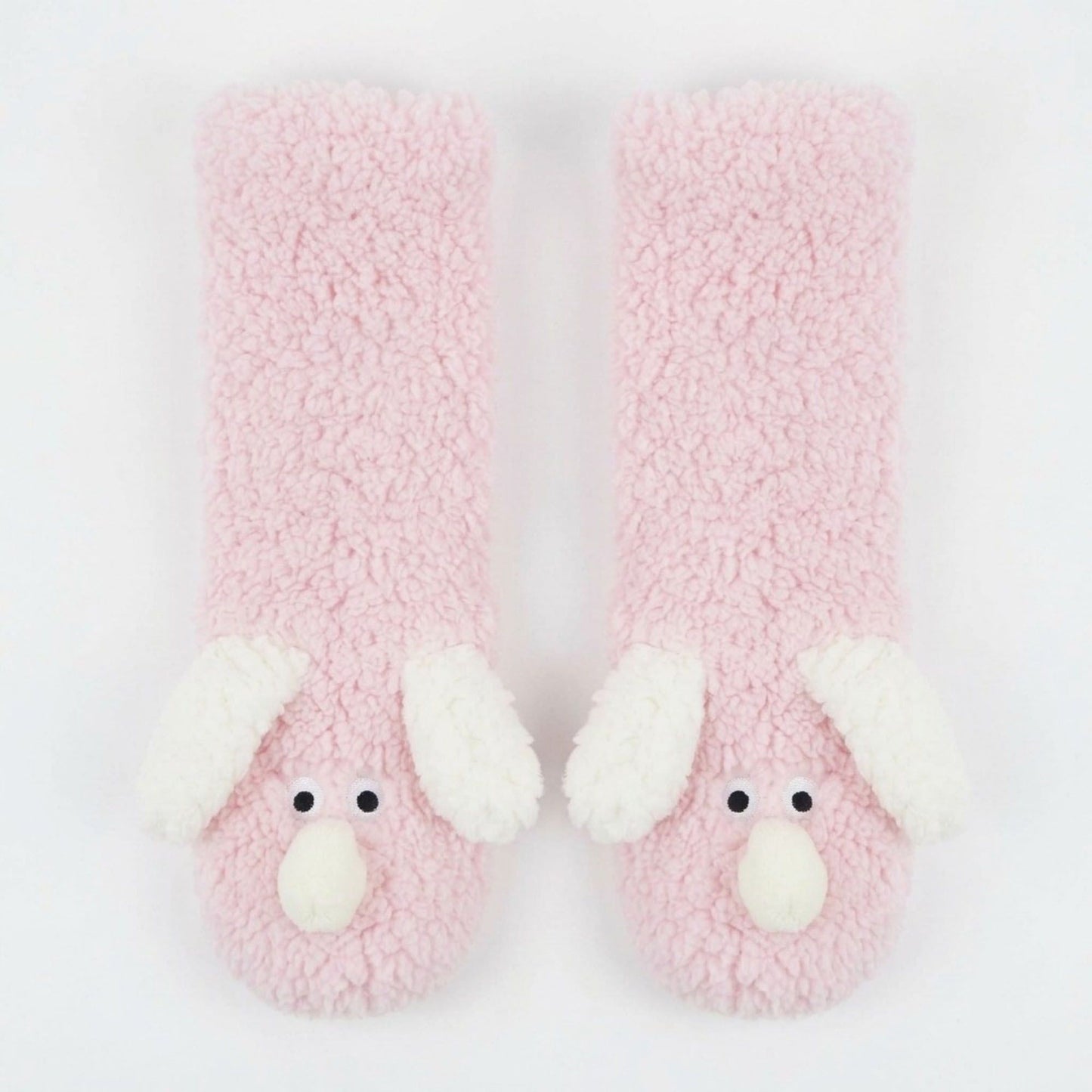 Fuzzy Dog Slipper Socks with 3D Ears US 5-10.5