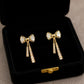 Elegant Bow Drop Earrings with Sparkling Tapered Accents and Delicate Dangling Strands for a Refined Feminine Statement Look