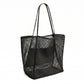 Mesh Tote Bag Large Capacity Lightweight Polyester Shoulder Handbag with Inner Pouch