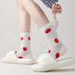 Womens Cute Cartoon Embroidered Crew Socks 3-Pair Pack Fun Patterned Cotton Knit Soft and Stretchy Casual Style
