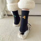 3-Pair Fuzzy Crew Sock Set with Cute Embroidery US 5¨C10