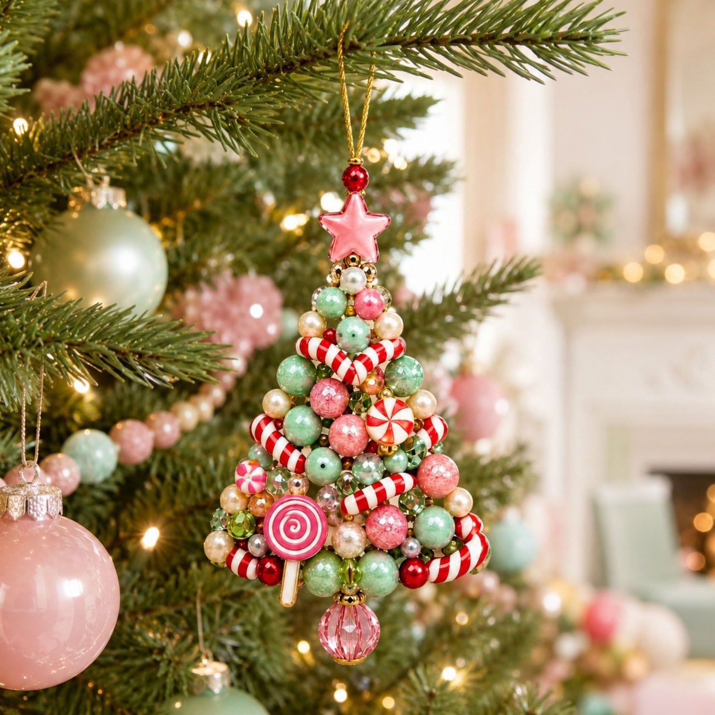 DIY Christmas Tree Beaded Ornament Decor