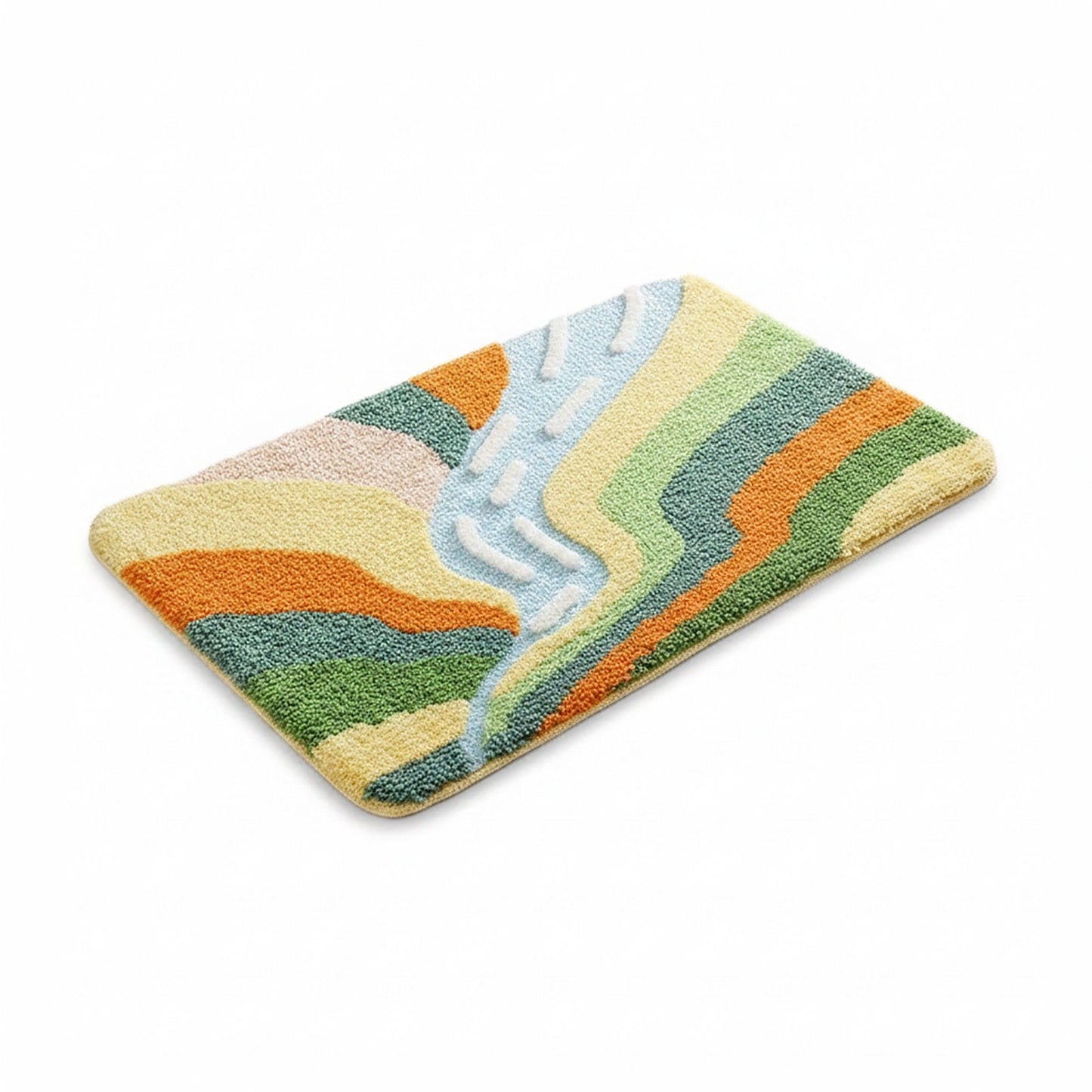 Tufted Floor Mat with Leaf Pattern Non Slip Backing Soft Plush Decorative Indoor Entryway Bathroom Rug