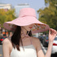 Women's Reversible Wide - Brim Sun Hat with Fruit Pattern Lining