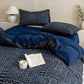 4-Piece Cotton Double Gauze Bedding Set with Duvet Cover Flat Sheet and Pillowcases Textured Woven Pattern