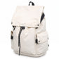 Canvas Flap Backpack with Drawstring Closure Side Pockets and Adjustable Shoulder Straps