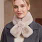 Plush Faux Fur Scarf Soft Slip Through Neck Warmer with Pearl Look Bead Trim 31.5*4.7 Inches