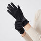Bow Detail Full Finger Gloves with Soft Textured Finish