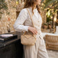 Women's Mini Woven Crossbody Bag with Top Handle Adjustable Strap and Charm